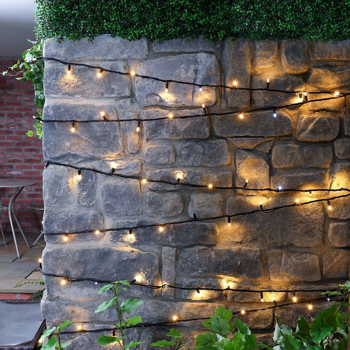 How To Install Lights On A Brick Wall, How To Hang Patio Lights On Brick Wall